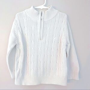 Carraig Donn Cream Ivory Cable Knit Quarter Zip Sweater Medium Irish Knitwear